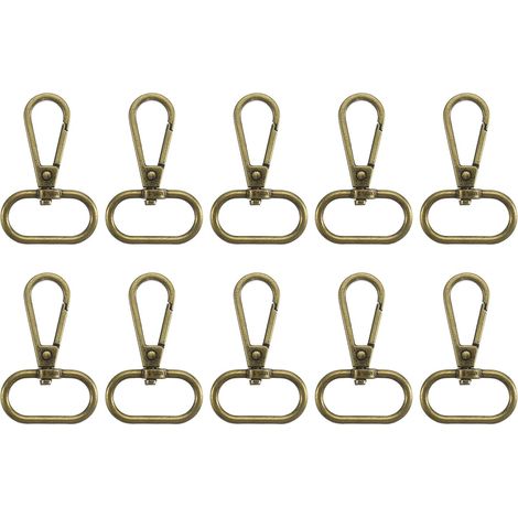 10Pcs Crochet Pivotants, 1 Pouce, Anneau Ovale, Mousqueton à Griffe en Métal pour la Fabrication de Sacs à Main, Porte-Clés, Ceintures, en Laiton (1/5)