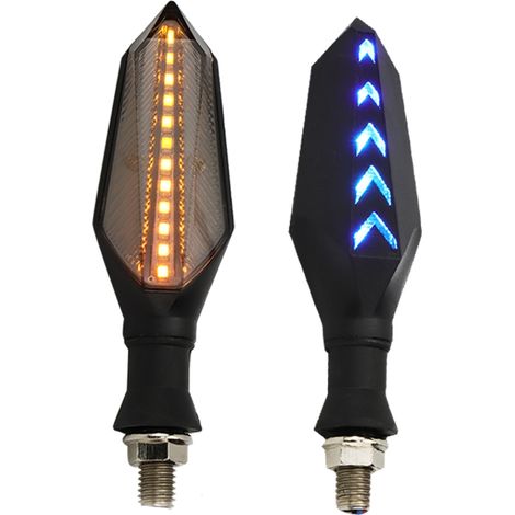 2Pcs Clignotant LED Motocyclette à Effet Eau Coulante, Lumière Feu de Signalisation (Ambre) (1/5)