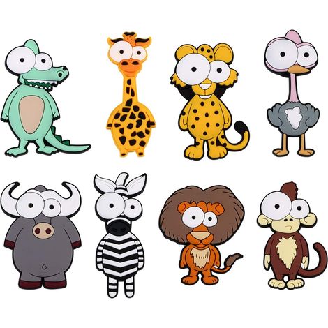 Set mit 8 3D-Kühlschrankmagneten aus Silikon mit Zootiermotiven, zum Anbringen an Whiteboards oder zur Verwendung in Küchenschränken. Lernspielzeug für Kinder. (1/5)