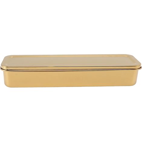 Boîte de rangement couverts en acier inoxydable doré avec couvercle et égouttoir, porte-baguettes cuillères fourchettes pour cuisine (1/5)