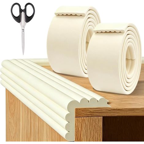 Juego de 2 protectores de bordes de espuma para bebés, 2 m x 8 cm, sin BPA, suaves, autoadhesivos, para bordes de mesas, esquinas y camas. (1/5)