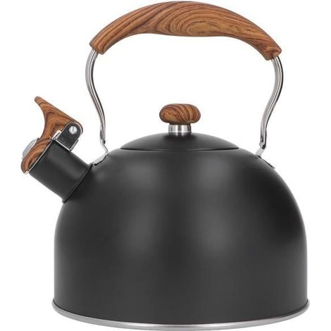 HURRISE bouilloire sifflante 2.5L Sifflement Thé Bouilloire En Acier Inoxydable Bois Motif Poignée pour Thé Café Lait Eau (1/4)