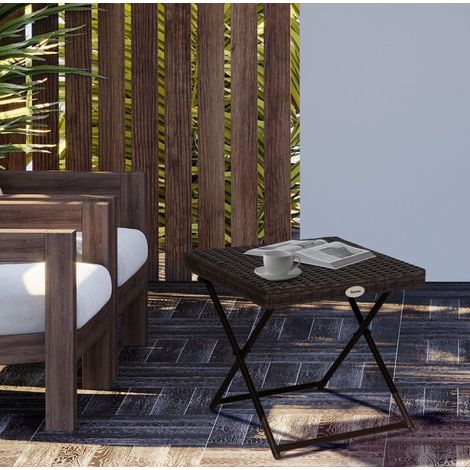 tavolo rettangolare 40x40x40 pieghevole rattan marrone OKMYHOME (1/3)