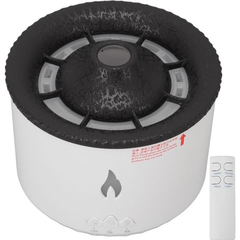 Diffuseur d'arômes à flamme Seajelly, humidificateur à atomisation, anneau de fumée avec télécommande, craquelures noires, flamme bleue bicolore, 100-240 V, prise UE (1/5)