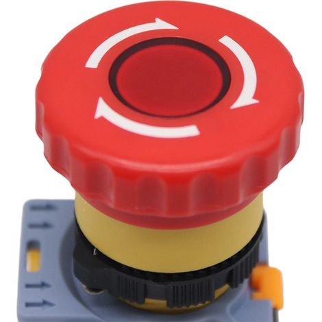 22mm Emergency Stop Button Switch LA155B-11ZS Emergency Stop Button with Thickened Silver Dot, Open and Close (1/4)