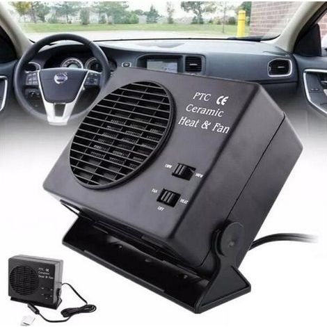 Calefactor de cerámica para coche 12V 300W, ventilador calefactor de coche en ABS, desempañador y descongelador rápido para ventanas del coche, antivaho, calefacción interior para coche (1/5)