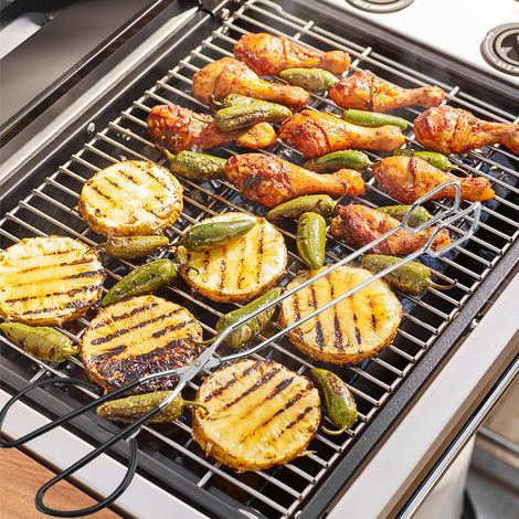 Fleischzange aus Edelstahl, Gemüseschneider, Küchenzange zum Braten, Brotschneiden, Grillen und Barbecue (1/5)