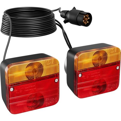 Feux Remorque avec 7M Câble Feu Arrière de Remorque 12V 7 Broches avec Marque de Test E pour Voitures Camions Caravanes Bateaux Camionnettes Feux Arrière d'éclairage (1/5)