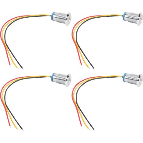 Lot de 4 LED rondes étanches 2 couleurs filées 12mm anode commune 12-24V rouge et jaune (1/5)