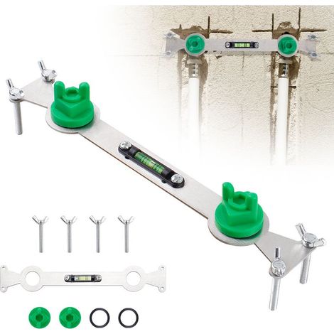 Mixer tap, hot and cold water pipe leveller, shower head positioning installer, double fixing bracket, level. (1/5)