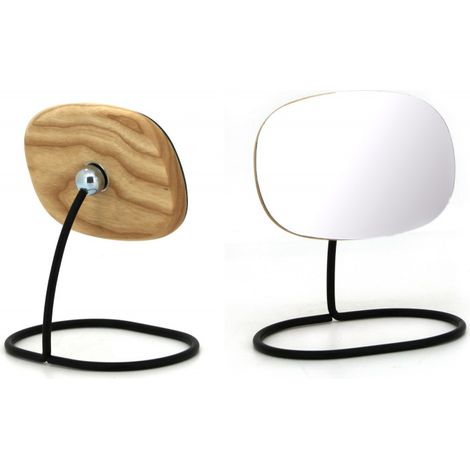 Lot de 2 miroirs pivotants et détachables en bois et métal noir - ZOOM (1/5)
