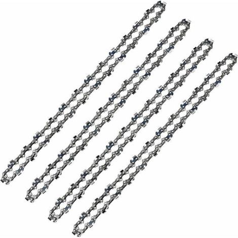 Lot de 4 Chaînes Tronçonneuse 52 Maillons Pas 3/8 LP Jauge 050 1.3mm Faible Rebond Pour Guide 14 Pouces 35 cm