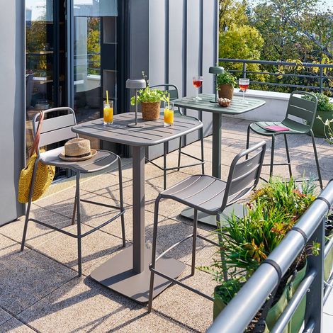 Table haute de jardin 2 places Alegoria 70x70cm café - Hespéride