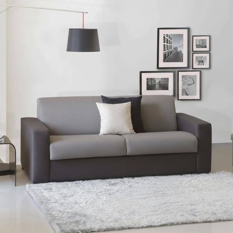 Talamo Italia Canapé Alicia, Canapé 3 places, 100% Made in Italy, Canapé de salon à ouverture pivotante, en tissu matelassé, avec accoudoirs fins, Cm 200x95h90, Gris et Anthracite, avec emballage renf (1/5)