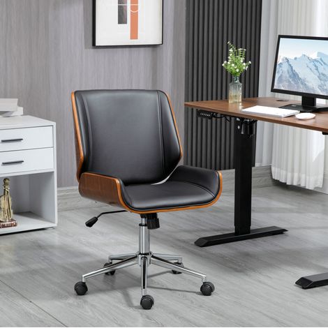 Retro-Bürostuhl, höhenverstellbar, Wippfunktion, schwarz, OKMYHOME (1/5)