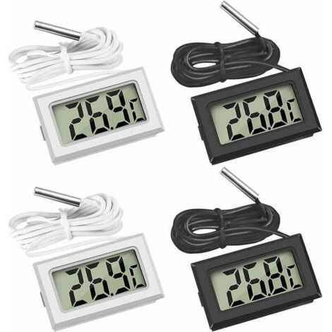 BUNTHAUS PA Mini Digital LCD Thermomètre Température avec Sonde de Température Capteur Testeur ,Guazhuni (2X Noir 2X Blanc) (1/4)