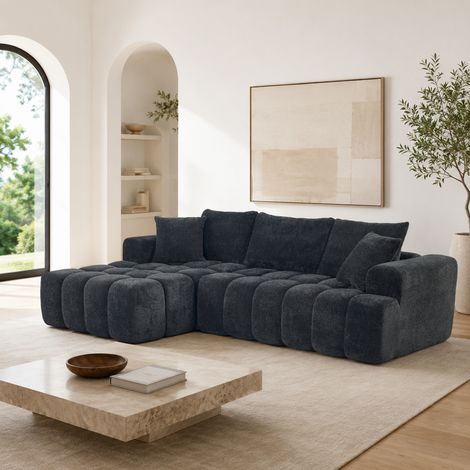 Divano angolare a L con chaise longue, divano a 3 posti trasformabile in divano reclinabile, set modulare per soggiorno e ufficio. (1/5)
