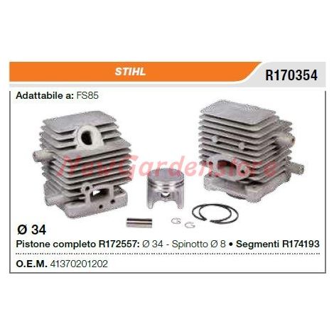 Cilindro e pistone decespugliatore FS85 compatibile STIHL 41370201202