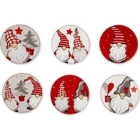 Lot de 6 sous-verres en céramique, base en liège, diamètre 10,5 cm, multicolore (1/5)
