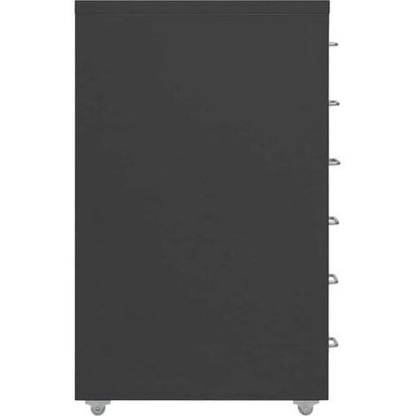 Caisson à Roulettes Métal Gris Foncé 3 Tiroirs 28x41x69 cm - Meuble de Rangement Bureau Mobile (1/5)