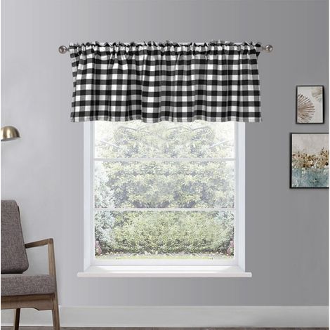 Rideau Courte - Rideau De Cuisine - Occultant Et Isolant Thermique - Polyester - Noir Et Blanc - 130 X 41 Cm - 1 Piece (1/5)