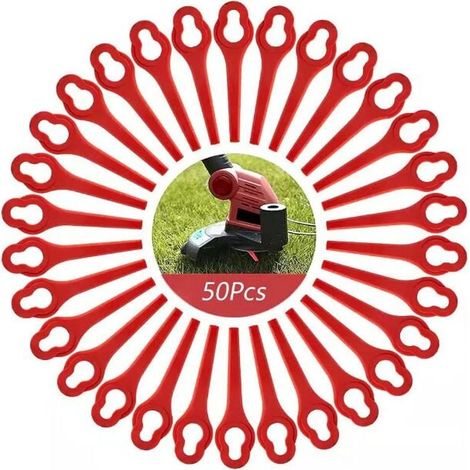 50er-Pack Klingen kompatibel mit Ferrex Aldi Far 20-i Rasentrimmer, Ersatzklingen für Ferrex L95 Akku-Rasentrimmer (13×8 mm, rot) (1/3)