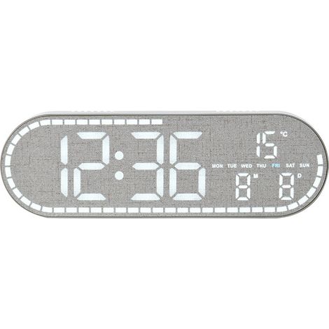 Horloge Murale LED Bois Minimaliste, Horloge Digitale Multifonction Posable ou Suspendue, Design Moderne Gris -Alovez-WCY (1/2)