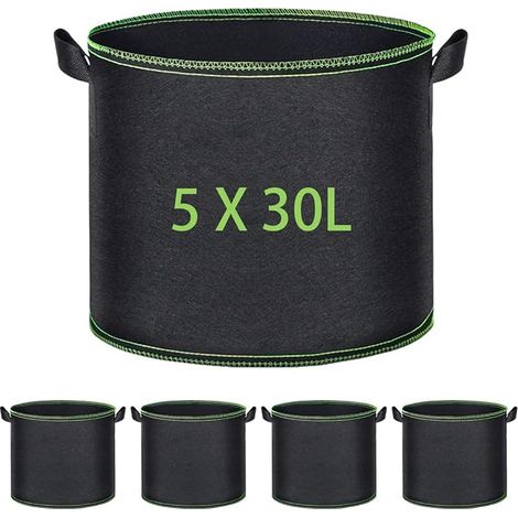 Sac de Plantation, 5 X 30l Sacs à Plantes Pot Geotextile, Sac Plantation Réutilisable pour Cultiver des Pommes de Terre et des Tomates dans Le Jardin (1/5)