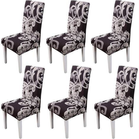 Fundas para sillas, 6 piezas, elásticas, extraíbles, lavables, fundas modernas para sillas de comedor, fundas deslizantes - Decoración para ramo de boda, hotel, restaurante (1/5)