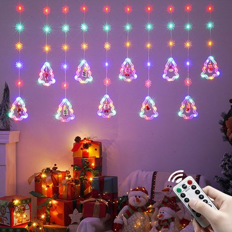Guirlande lumineuse LED de 3 m pour l'extérieur et l'intérieur, Rideau lumineux de Noël avec télécommande, Lumière de Noël à piles, étanchéité IP44 (1/5)