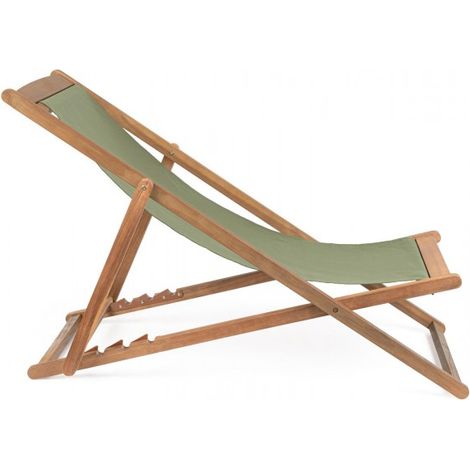 Sedia sdraio "Noemi" in legno di acacia, finitura ad olio, pieghevole per esterno -Verde Muschio (1/5)