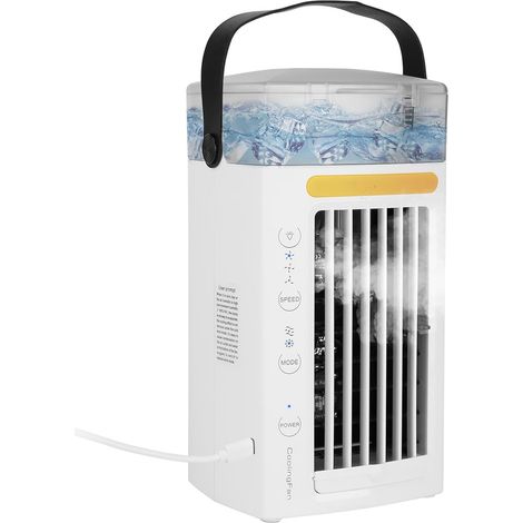 Portable Air Conditioner, 480ml Water Tank, 3-Speed Desk Cooling Fan, Evaporative Air Cooler with Night Light, White (1/5)