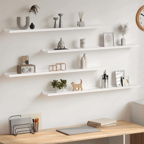 vidaXL Estantes de pared 4 unidades blanco 100x9x3 cm (1/5)