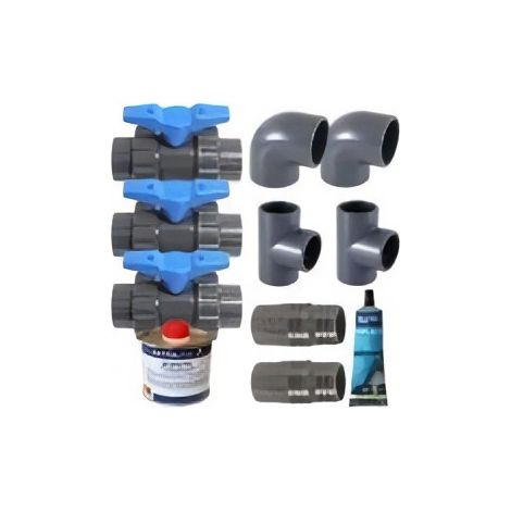 Ubbink – Kit complet de pièces à sceller de piscine – Kit by-pass pour pompe à chaleur – Diamètre 50 mm – PVC – Installation rapide et régulation débit (1/6)