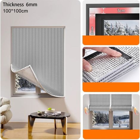 Rideau Isolant Anti-vent - Aluminium - 100 x 50 cm - 100 x 80 cm - 100 x 100 cm - 100 x 150 cm - Argent (1/5)