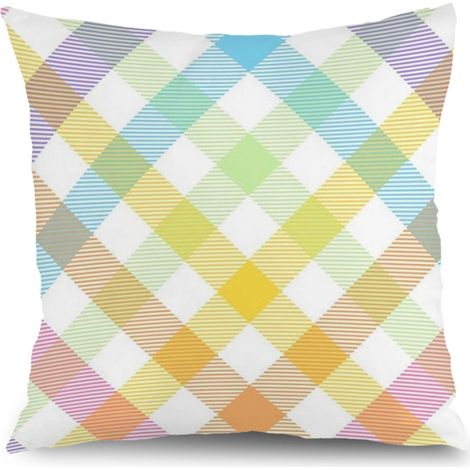 Housse de coussin motif carreaux, décoration salon maison,45×45cm (1/5)
