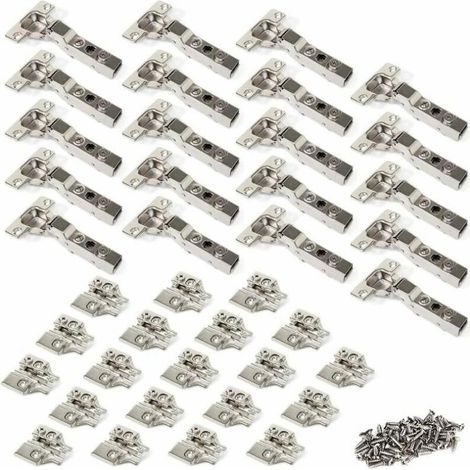 105 Degré Demi Recouvrement Charnières 35mm avec Amortissement pour Porte de Placard Cuisine Charniere pour Meuble Armoires en Semi-applique Lot de 20 - Argent TREETALK (1/5)