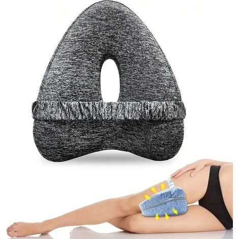 1 Matelas pour dormir sur le côté avec sangles, oreiller de soutien pour les genoux et les jambes, rembourrage moelleux - Convient aux personnes dormant sur le côté (Gris)