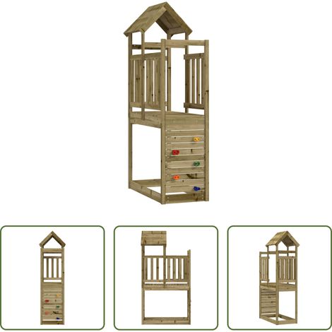 vidaXL Holzspielplatz - Spielturm Braun 53 x 110,5 x 214 cm Massives imprägniertes Holz (1/5)