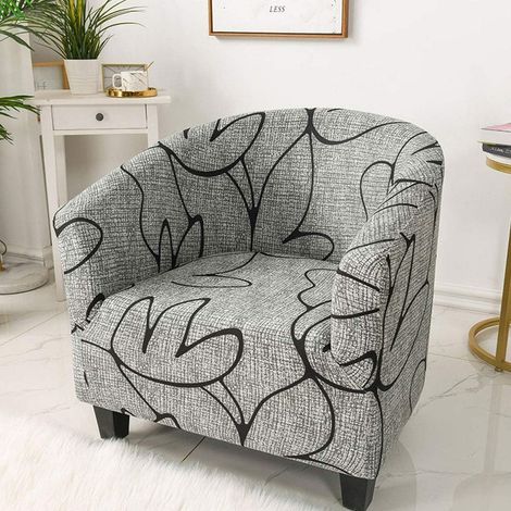 Stuhlhussen für Sessel, Wannensofa aus Polyesterfaser, Bezug für Clubsessel, Stretch-Sesselbezug, abnehmbar, waschbar, Sofa-Bezug für Esszimmer, Wohnzimmer, Büro, Empfang (grau)