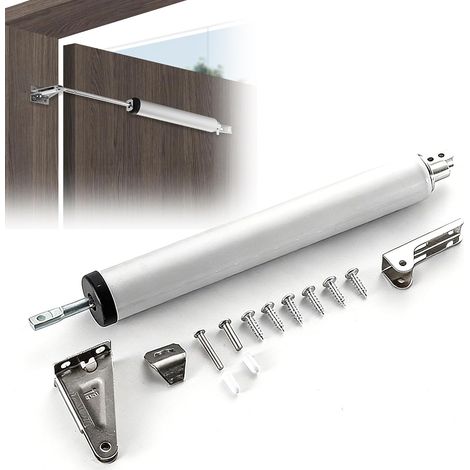 Pneumatischer Türschließer für Haustüren mit Dämpfungsfunktion, Abmessungen 33 x 3,7 x 3,2 cm, sandsilberfarbene Ausführung, Standard-Türschließer. (1/5)