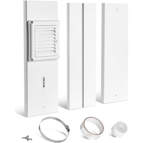 Kit Ventilation de Sèche-linge pour Fenêtres Coulissantes Verticales ou Horizontales, 430-1549 mm, avec Tuyau d'Échappement 1,5 m Compatible Orifice 101,6 mm, pour Diverses Sécheuses Intérieures (1/3)