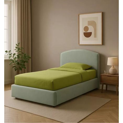 letto singolo con contenitore "moon" rivestito in tessuto celeste 90x190 cm (1/4)