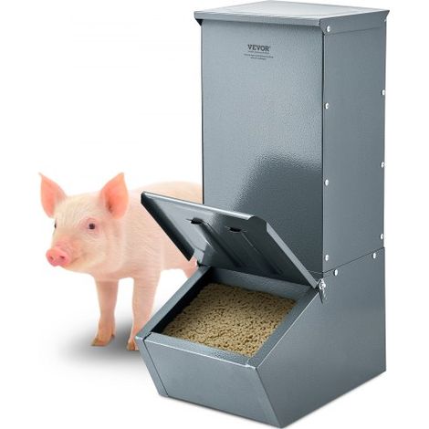 Futtertrog Schweine, 2,2 Scheffel Fassungsvermögen, Futterspender mit Einzeltür, Futterbox aus robustem Stahl, Mehrzweck-Futtertrog zum Kriechen, Heuraufe für Vieh im Freien, Farmzubehör (1/5)