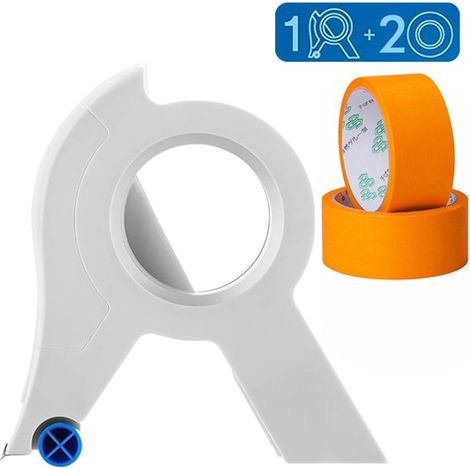 Dispensador de cinta de 3 piezas, Aplicador de cinta de pintor portátil, Incluye dos rollos de cinta, 15 x 10,4 cm, Naranja (1/5)
