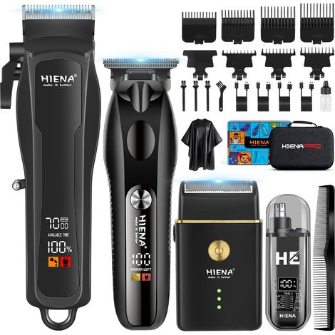 Tondeuse à cheveux pour homme, sans fil, tondeuse barbe, rasoir lames, nez, kit complet de rasage et coupe électrique - (1/5)