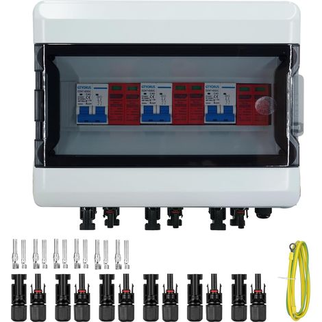 Solar Photovoltaic Junction Box, IP65 Surge Protection DC Photovoltaic, 3 String 500V PV DC Circuit Breaker with Solar Plug (3 in 3 out, 40A) (1/5)