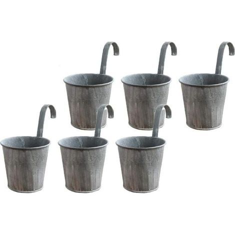 6Pcs Vintage Iron Hanging Flower Pots with Hooks for Indoor Outdoor Home Balcony Garden Grid Decoration (1/5)