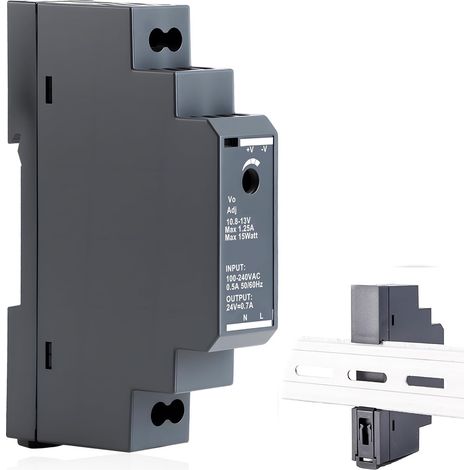 Transformateur DIN 24 V, alimentation à découpage 15 W, pour transformateur de sonnette, rail DIN pour équipement d'automatisation industrielle, système de sonnette de porte et plus encore (1/5)
