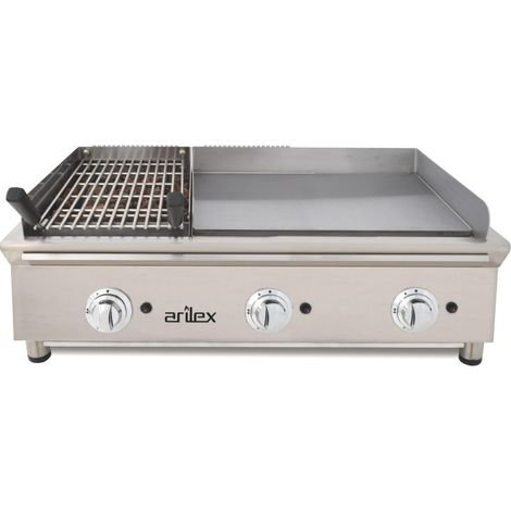 Plancha à gaz - 65 cm + Barbecue à gaz 35 cm - Arilex